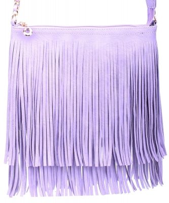 Western Fringe Cross Body Bag E031 LAVENDER